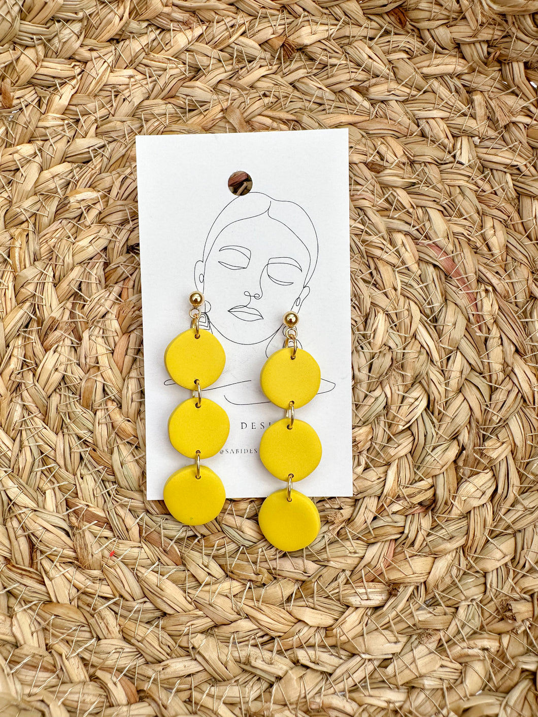 Yellow Circle Drop Earrings